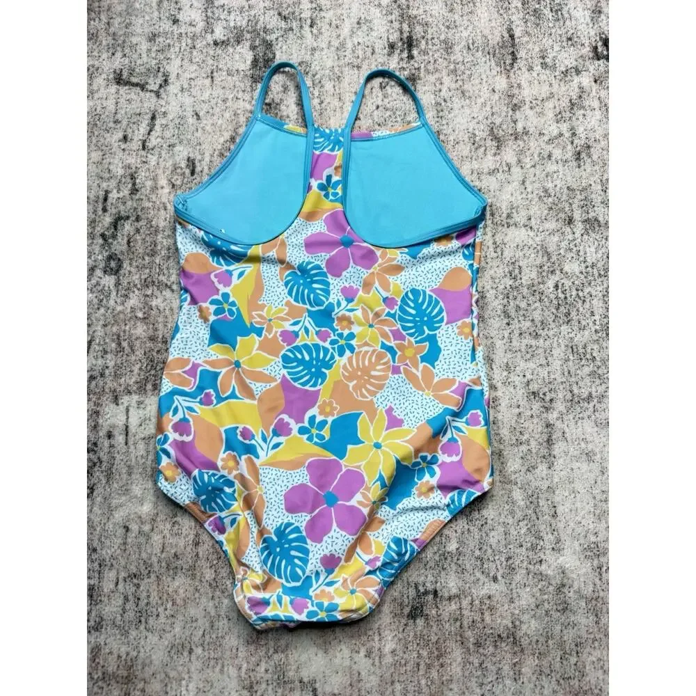 Speedo Girls One Piece Swimsuit Thin Strap Mutli Floral Size XL